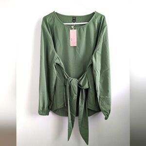 Shein Emery Rose 4XL Long Sleeve Blouse w Wide Tie